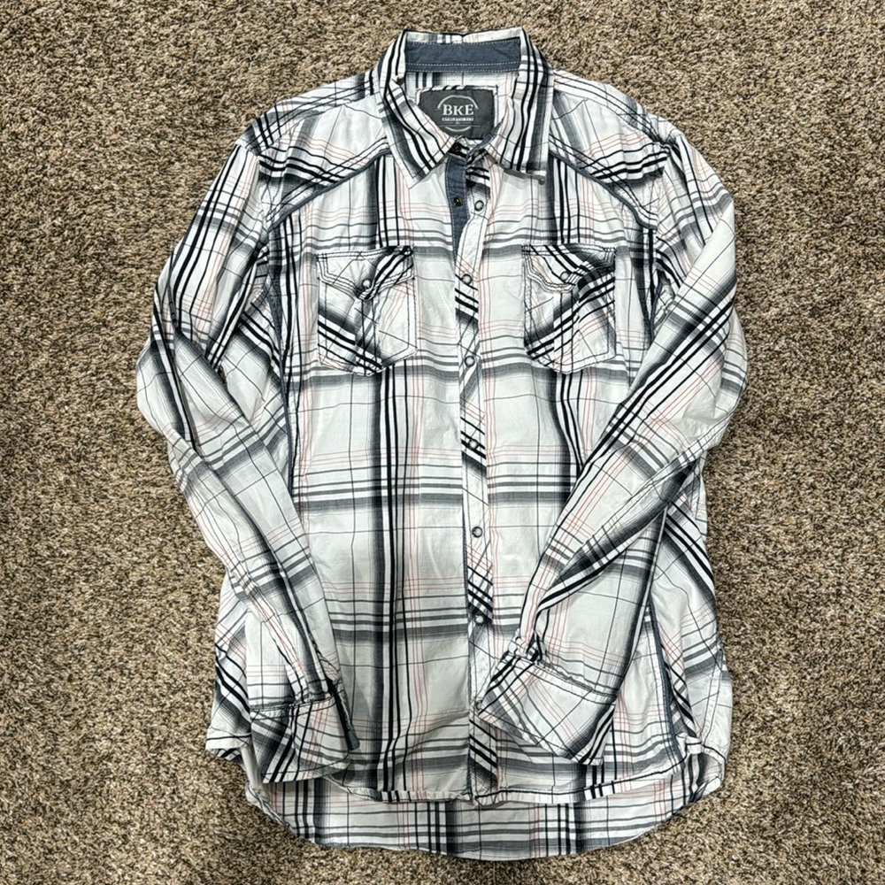 BKE Men’s Long Sleeve Snap Button Western Style Shirt Size XL
